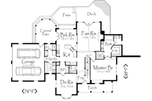 Floor Plan - Main Floor for Southern House Plan #71-117 - 3 bed, 3.5 bath