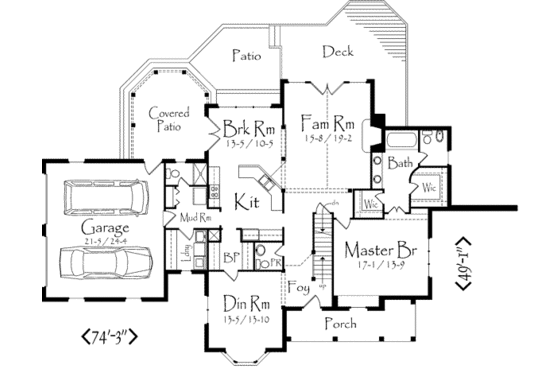 Floor Plan - Main Floor for Southern House Plan #71-117 - 3 bed, 3.5 bath