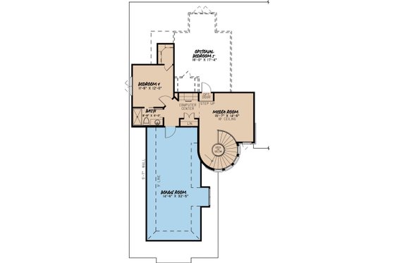 Floor Plan - Upper Floor for European House Plan #923-1 - 4 bed, 3.5 bath