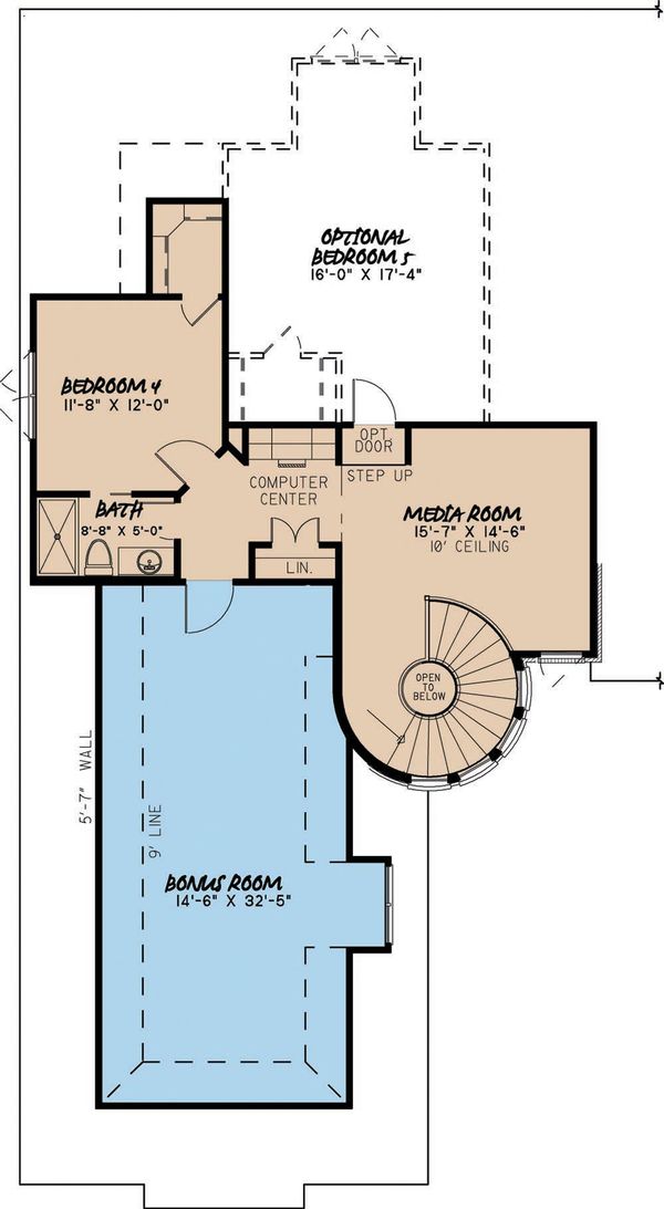 House Plan Design - European Floor Plan - Upper Floor Plan #923-1