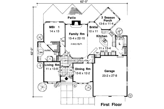 Floor Plan - Main Floor for European House Plan #312-511 - 3 bed, 2.5 bath