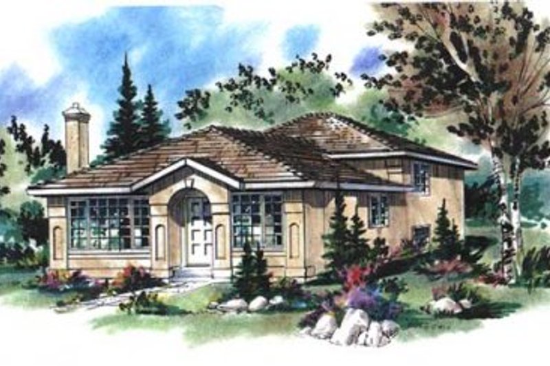 Architectural House Design - Mediterranean Exterior - Front Elevation Plan #18-9228