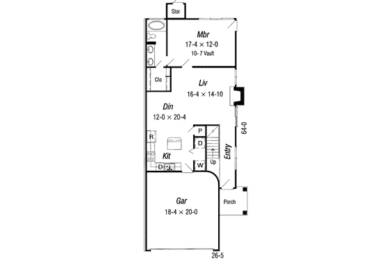 Floor Plan - Main Floor for Southern House Plan #329-107 - 3 bed, 2 bath