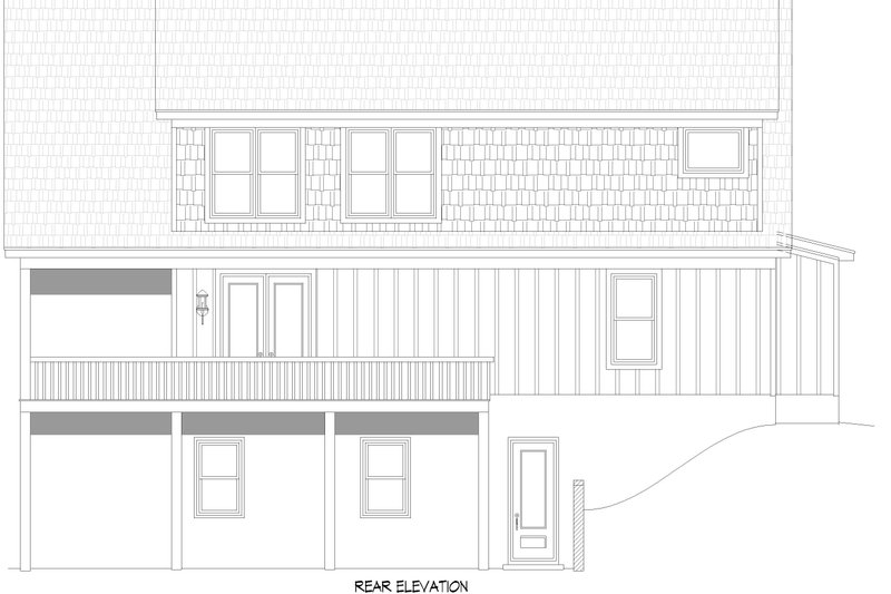 House Blueprint - Exterior - Rear Elevation 1 for Cabin House Plan #932-1433 - 3 bed, 2.5 bath