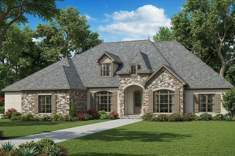 House Plan Design - European Exterior - Front Elevation Plan #17-2497