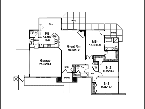 Architectural House Design - Floor Plan - Main Floor House Plan #57-599 - 3 bed, 2.5 bath