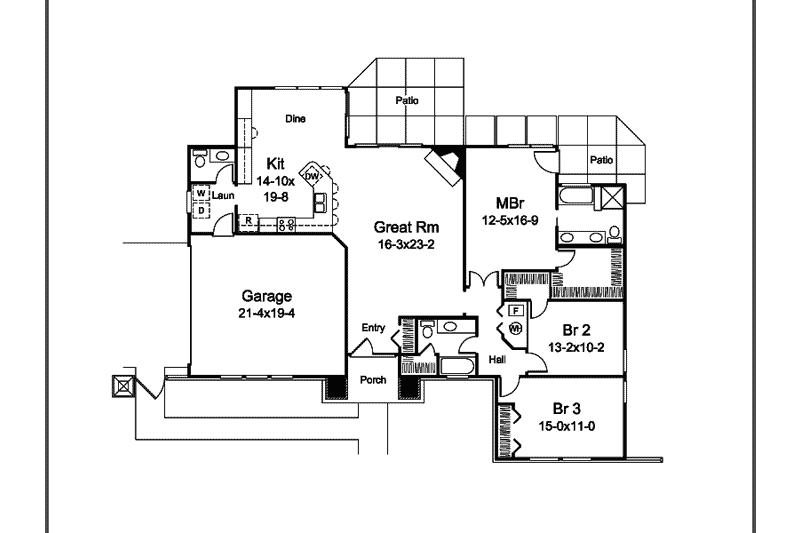 Architectural House Design - Floor Plan - Main Floor House Plan #57-599 - 3 bed, 2.5 bath