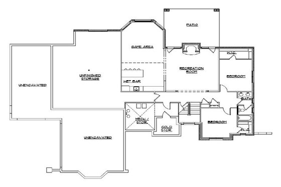 Floor Plan - Lower Floor for European House Plan #5-313 - 5 bed, 3.5 bath