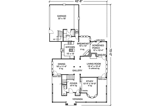 Floor Plan - Main Floor for Victorian House Plan #410-111 - 3 bed, 2.5 bath