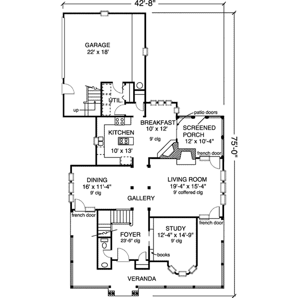 Architectural House Design - Victorian Floor Plan - Main Floor Plan #410-111