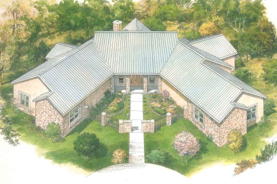 Exterior - Front Elevation for Country House Plan #140-159 - 3 bed, 2.5 bath