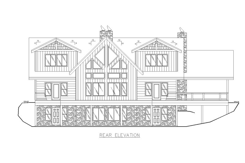 Dream House Plan - Exterior - Rear Elevation for Cabin House Plan #117-934 - 4 bed, 5 bath