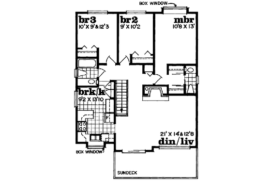Floor Plan - Upper Floor for Traditional House Plan #47-143 - 3 bed, 1.5 bath