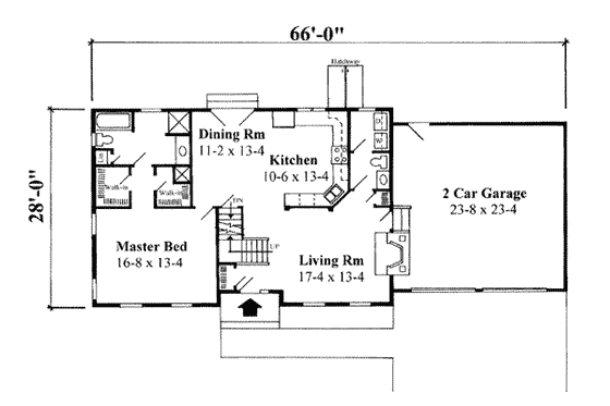 Floor Plan - Main Floor for Colonial House Plan #75-176 - 3 bed, 2.5 bath