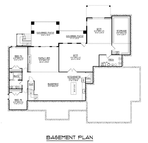 House Blueprint - Traditional Floor Plan - Lower Floor Plan #1064-425
