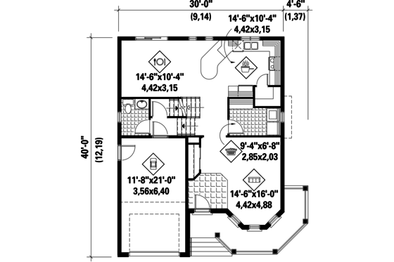 Floor Plan - Main Floor for Victorian House Plan #25-4689 - 4 bed, 1 bath