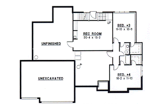 Floor Plan - Lower Floor for Traditional House Plan #67-325 - 4 bed, 3 bath