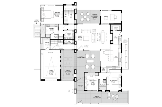 Floor Plan - Main Floor for Modern House Plan #1087-1 - 4 bed, 3.5 bath