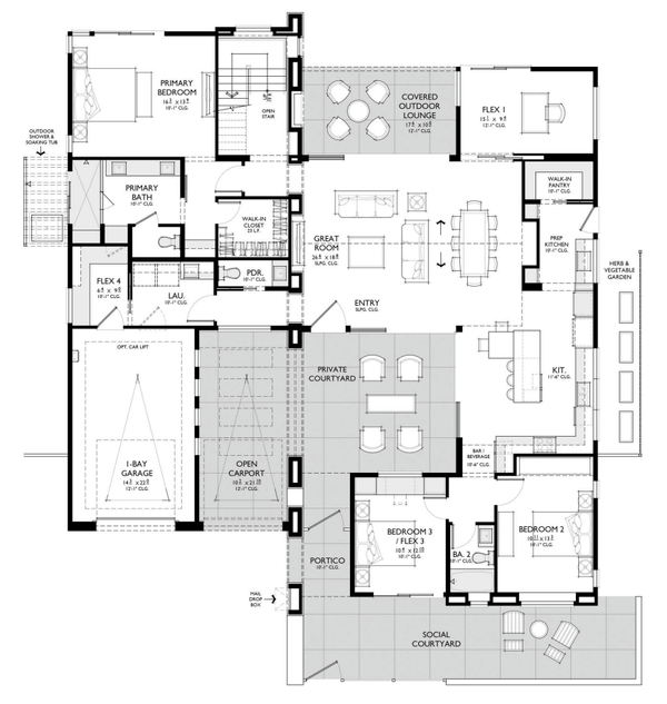 Modern Floor Plan - Main Floor Plan #1087-1
