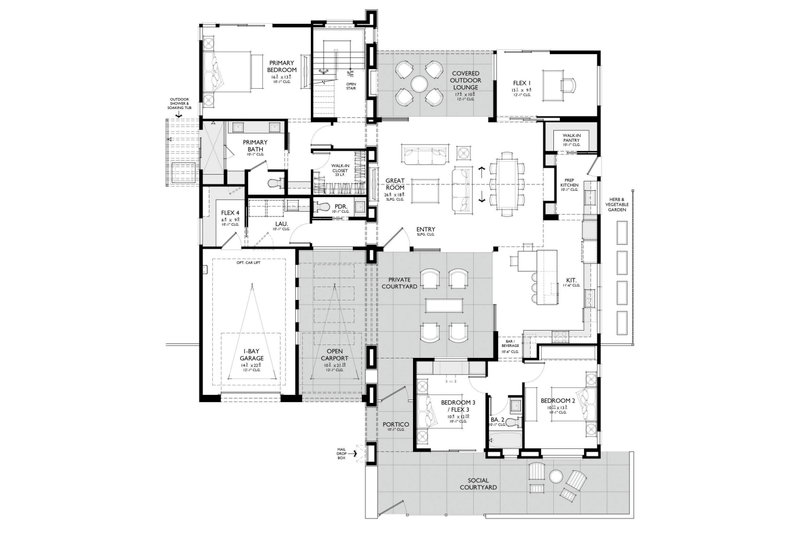 House Blueprint - Floor Plan - Main Floor for Modern House Plan #1087-1 - 4 bed, 3.5 bath