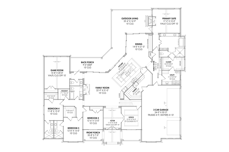 Architectural House Design - Floor Plan - Main Floor for Cottage House Plan #1096-14 - 4 bed, 4.5 bath
