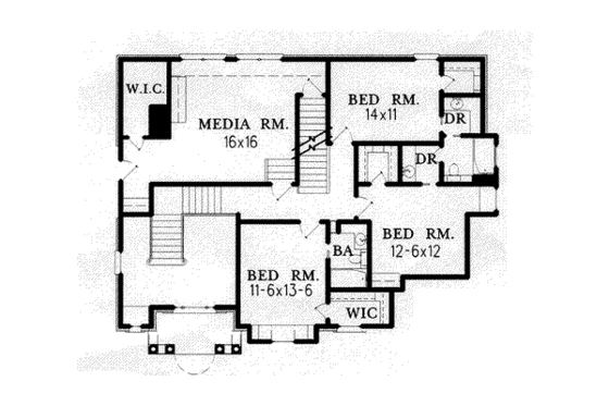 Floor Plan - Upper Floor for European House Plan #15-223 - 4 bed, 3.5 bath
