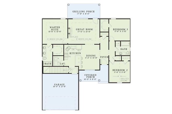 Floor Plan - Main Floor for Traditional House Plan #17-105 - 3 bed, 2 bath