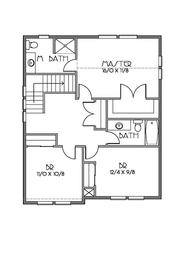 Craftsman Floor Plan - Upper Floor Plan #423-60