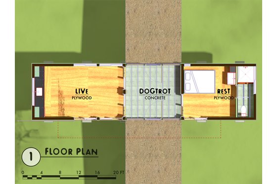 Floor Plan - Main Floor for Modern House Plan #450-3 - 1 bed, 1 bath