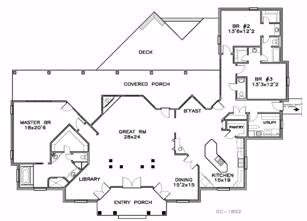 Craftsman Floor Plan - Main Floor Plan #8-204
