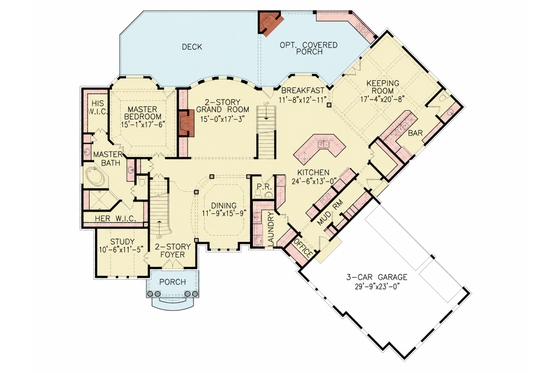 Floor Plan - Main Floor for Traditional House Plan #54-716 - 4 bed, 3 bath