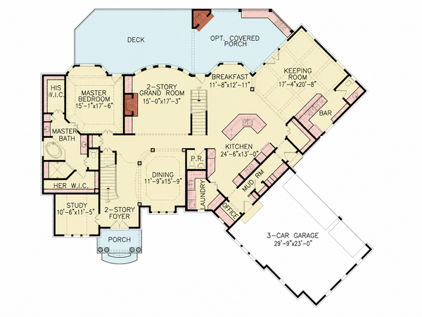 Floor Plan - Main Floor for Traditional House Plan #54-716 - 4 bed, 3 bath