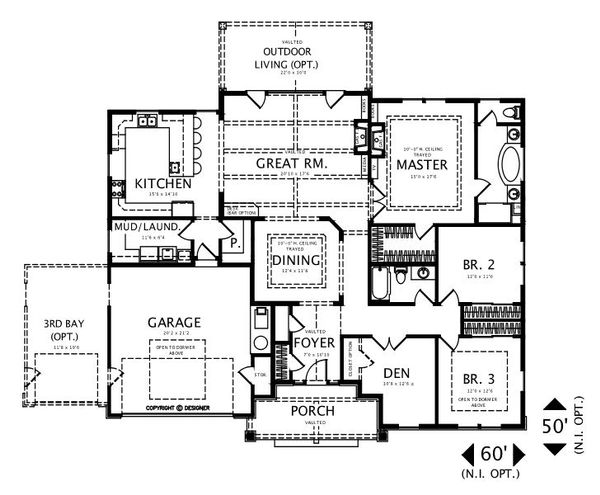 Craftsman Floor Plan - Main Floor Plan #487-1