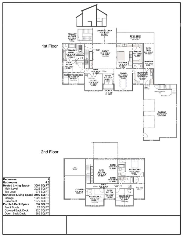 House Design - Floor Plan - Main Floor for Contemporary House Plan #1116-9 - 4 bed, 3.5 bath