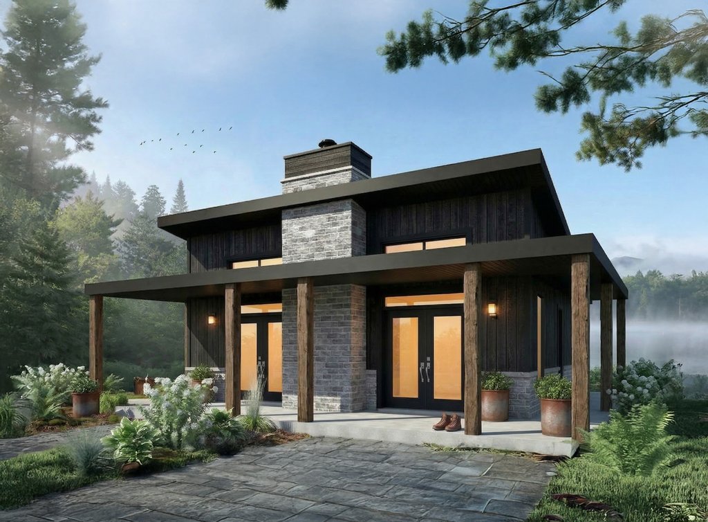 Exterior - Front Elevation 2 for Modern House Plan #23-2894 - 2 bed, 2 bath
