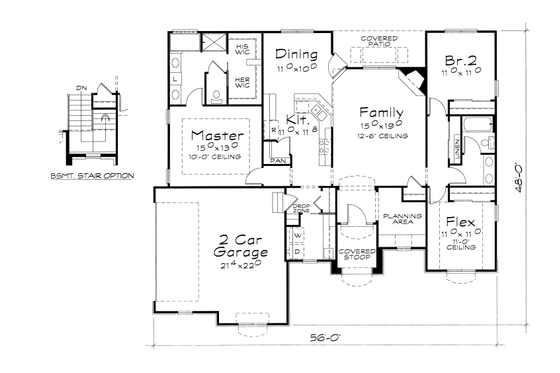 Floor Plan - Main Floor for Traditional House Plan #20-2097 - 3 bed, 2 bath