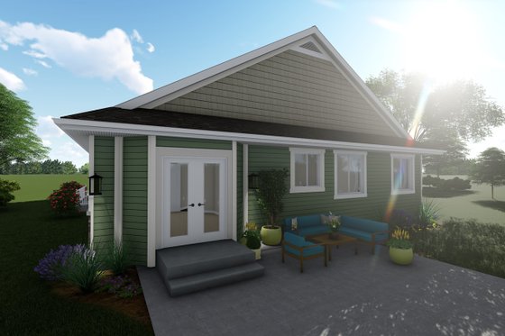 Exterior - Rear Elevation for Ranch House Plan #1060-40 - 2 bed, 2 bath