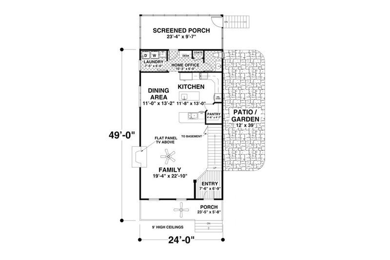 House Design - Floor Plan - Main Floor for Craftsman House Plan #56-638 - 3 bed, 3.5 bath
