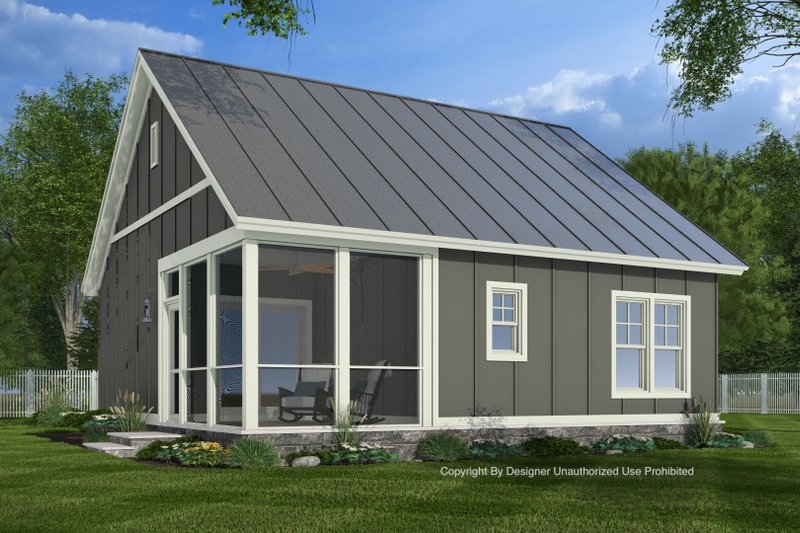 House Blueprint - Exterior - Rear Elevation 1 for Craftsman House Plan #51-1430 - 1 bed, 1 bath