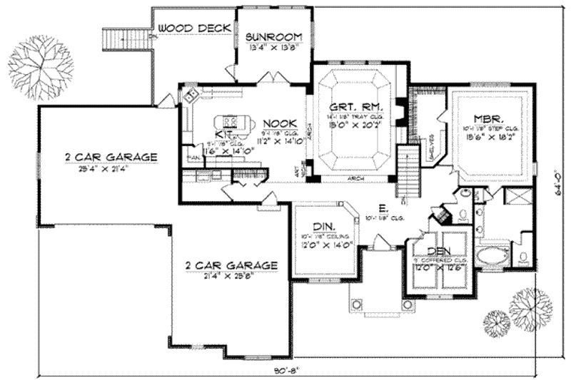 Home Plan - Floor Plan - Main Floor for Traditional House Plan #70-583 - 4 bed, 3.5 bath