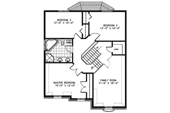 Floor Plan - Upper Floor for European House Plan #138-287 - 3 bed, 1.5 bath
