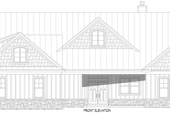 Exterior - Front Elevation 3 for Southern House Plan #932-1180 - 3 bed, 3 bath