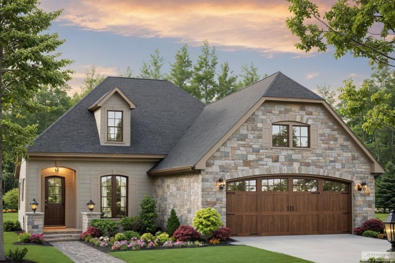 House Blueprint - European Exterior - Front Elevation Plan #21-595