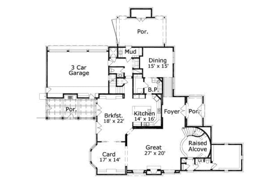 Floor Plan - Main Floor for European House Plan #411-143 - 3 bed, 4.5 bath