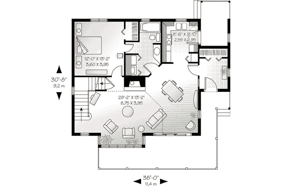 Floor Plan - Main Floor House Plan #23-513 - 3 bed, 1.5 bath