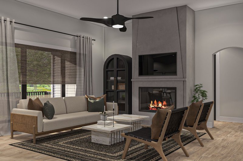 Home Plan - Interior - Family Room 1 for Prairie House Plan #455-230 - 3 bed, 2 bath