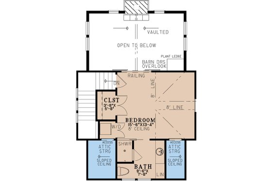 Floor Plan - Upper Floor for Cabin House Plan #923-487 - 1 bed, 1.5 bath