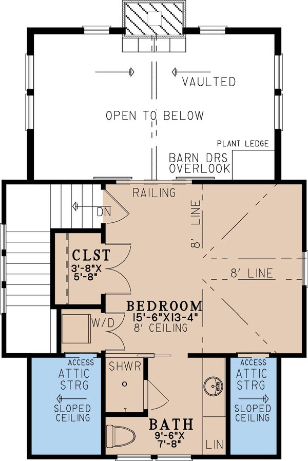House Blueprint - Cabin Floor Plan - Upper Floor Plan #923-487