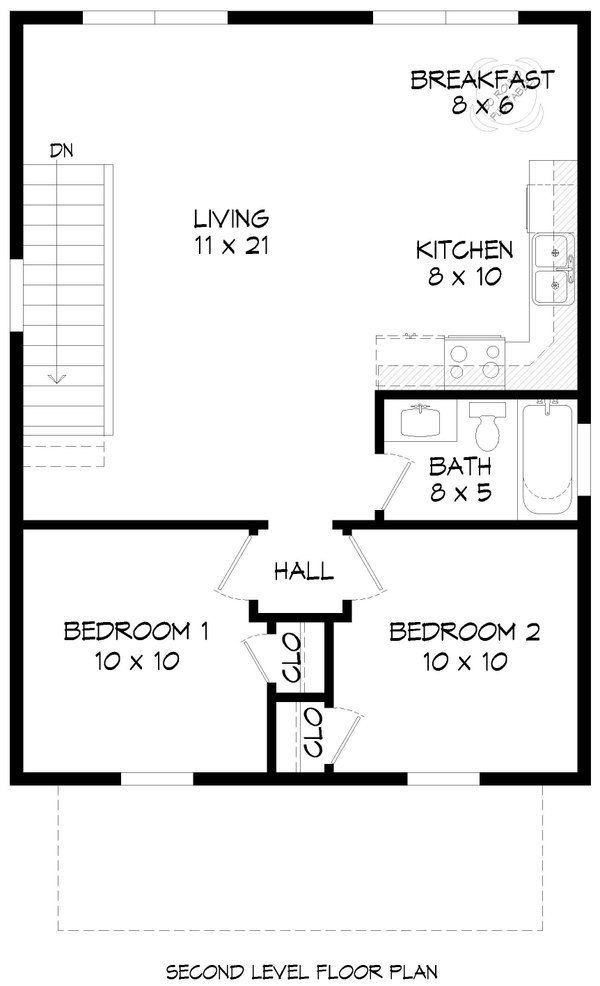 Southern Floor Plan - Upper Floor Plan #932-1000