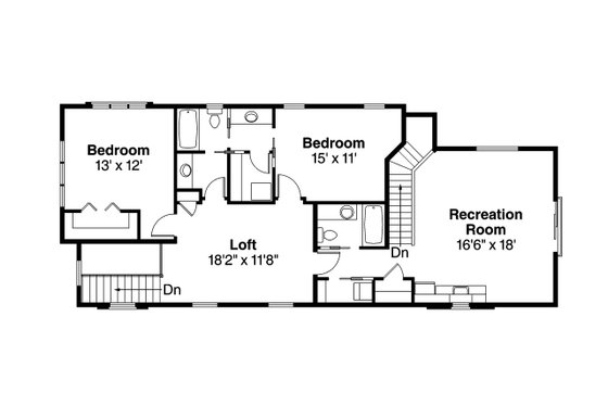 Floor Plan - Upper Floor for Contemporary House Plan #124-1131 - 3 bed, 3 bath
